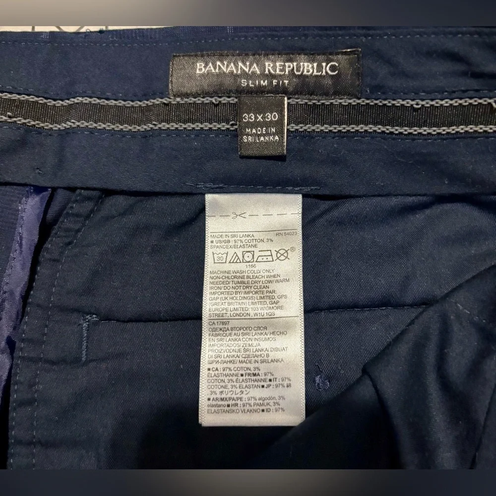 Banana Republic Men's Size‎ 33/30 Navy Slim Fit Checkered Pants